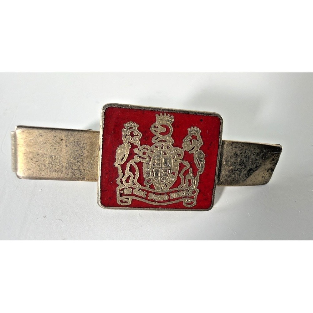 Vintage Red & Gold Toned Masonic Templar In Hoc Signo Vinces Tie Clip Bar